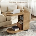 thumbnail image 2 of Tribesigns 27.56 Inch C Shaped Sofa End Table, Mobile Bed Side Table with Storage, Small Over Couch Table for Living Room, Bedroom, Rustic Brown, 2 of 6