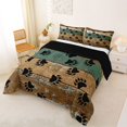 thumbnail image 2 of Manfei Vintage Paw Print Full Size Comforter Sets,Brown Pine Wood Bedding Comforter Set,Black Reversible,3-Piece,1 Comforter and 2 Pillowcases, 2 of 7