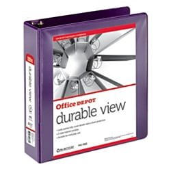 office depot nonstick round ring view binder 2in rings 100 recycled purple od06620 2in binder