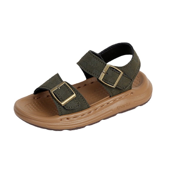 Army Green Boys' Vintage Beach Sandals Soft Sole Lightweight Casual Summer Shoes With Adjustable Closure For Toddler Age 18-24 Months