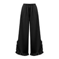 thumbnail image 6 of Vynhevius Women Solid Pants Wide‑Leg Elastic Drawstring Waist Pockets Loose Fit Casual Long Trousers, 6 of 6