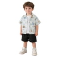 thumbnail image 2 of ITSAME Boys Outfit Set, Lapel Button Down Printed Shirt and Casual Shorts Kids Comfortable Fashion Set 2-Piece Green Size 7-8, 2 of 7