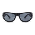 thumbnail image 2 of 90s Styling Sport Wrap Runway Trend Plastic Sunglasses All Black, 2 of 4