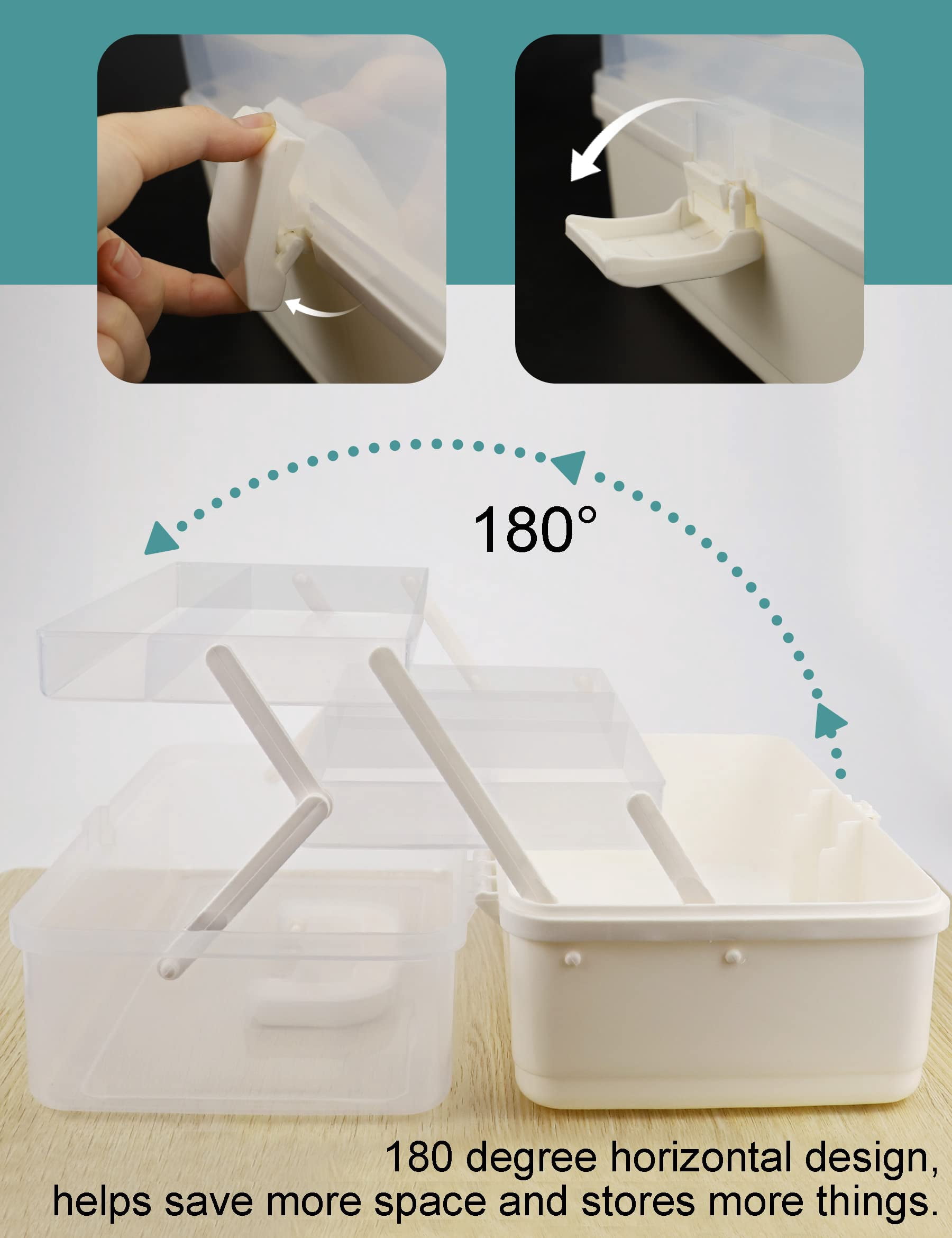 Tackle Box Large 3 Layers Plastic Portable Storage Fishing White Organizer Art Craft Tool