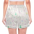 thumbnail image 3 of Women's Satin Pajama Shorts Abstract Fun Geometry with Pockets, Elastic Waist Sleep Lounge Shorts, 3 of 7