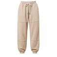 thumbnail image 4 of HomeDM Joggers for Women with Pockets Drawstring Loose Fit Sweatpants Khaki Lounge Pants for Workout Running Size L, 4 of 6