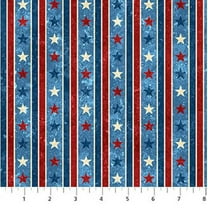 Cotton Star Stripe Blue USA America Patriotic Stars and Stripes 10th Anniversary Northcott Cotton Fabric Print by the Yard (24287-44)