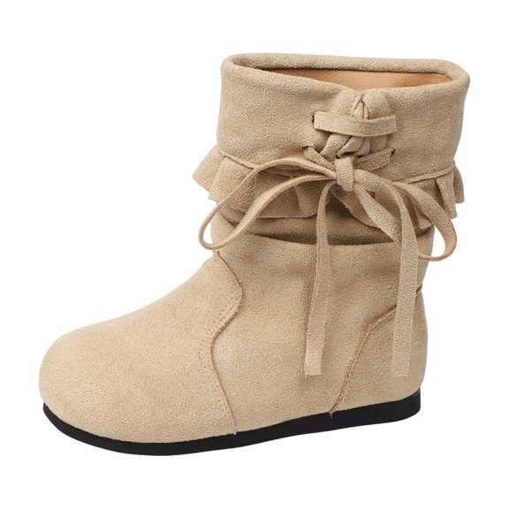 Toddler Girls Boots Mid Calf Slouch Fringe Tassel Casual Winter Shoes for Little Kids