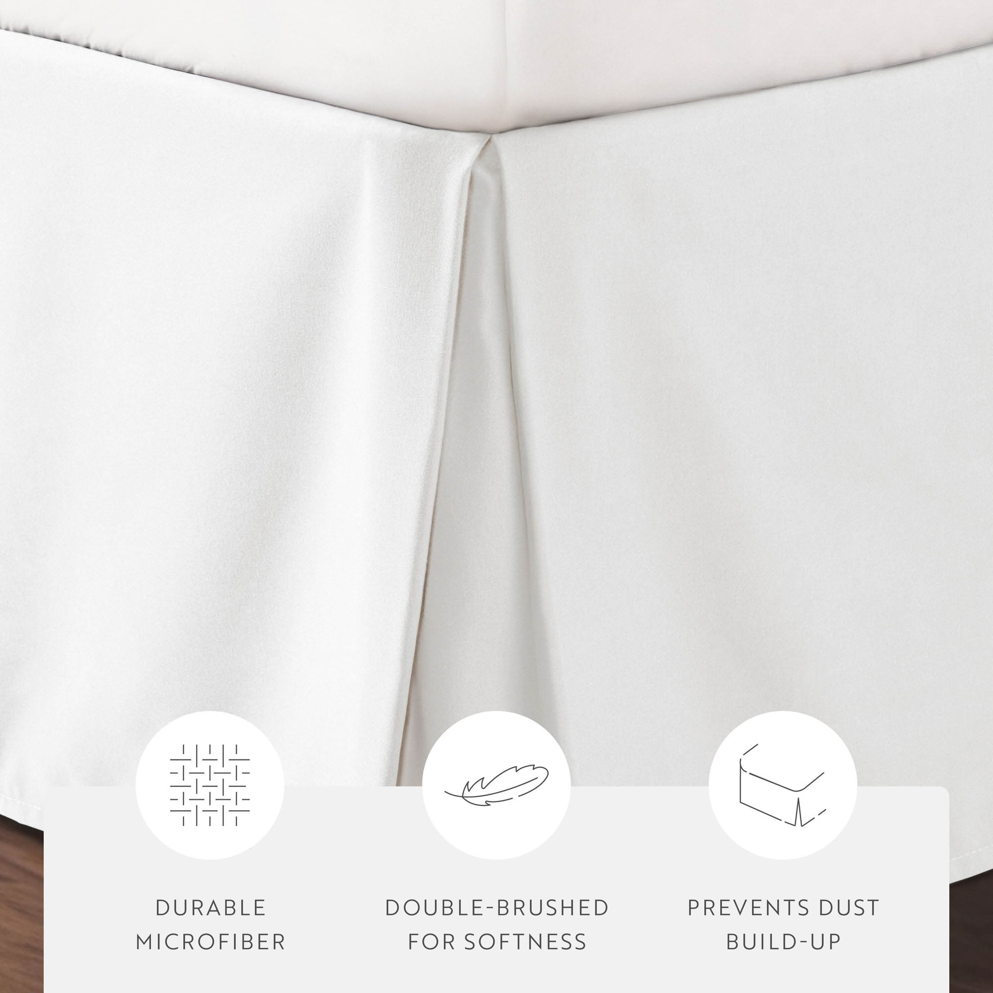 Noble Linens White Pleated Dust Ruffle Bed Skirt, Queen