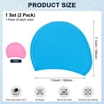 thumbnail image 3 of Uxcell 2-Pack Gorro de Natación de Silicona en Forma de Lágrima para Mujeres y Hombres, Sombrero de Natación Impermeable No Deslizante Duradero [Azul Lago y Rosa], 3 of 6