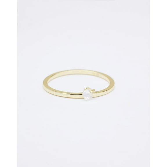 Moon Dangle CZ Stone Gold Ring