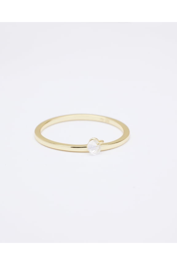 Moon Dangle CZ Stone Gold Ring