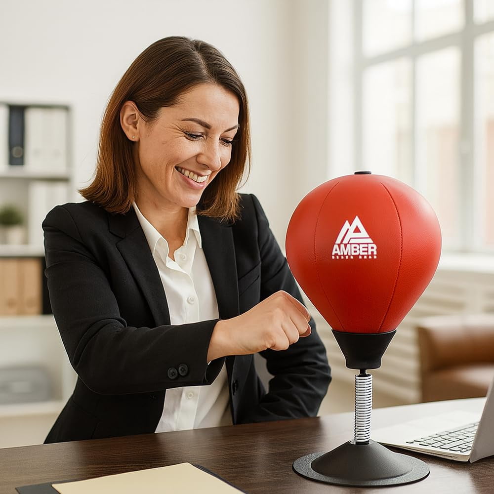 Stress Buster Desktop Punching Bag Heavy Duty Reflex Speed Bag with Suction Stand for Desk Anxiety & Stress Relief