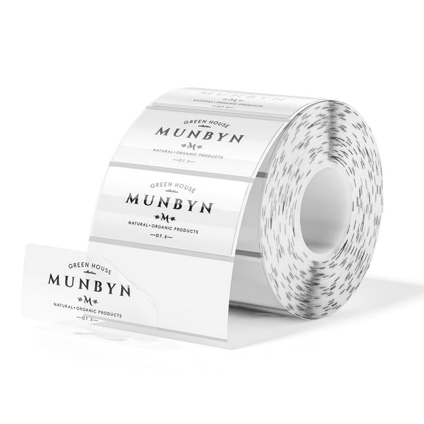 Etiquetas térmicas MUNBYN transparentes de 5,7 x 3,2 cm, imprimibles, 500 etiquetas