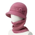 thumbnail image 2 of Qwertyu Beanie and Scarf Set for Women Winter Warm Knit Hat with Brim and Neck Warmer 2 Piece Set Pink, 2 of 3
