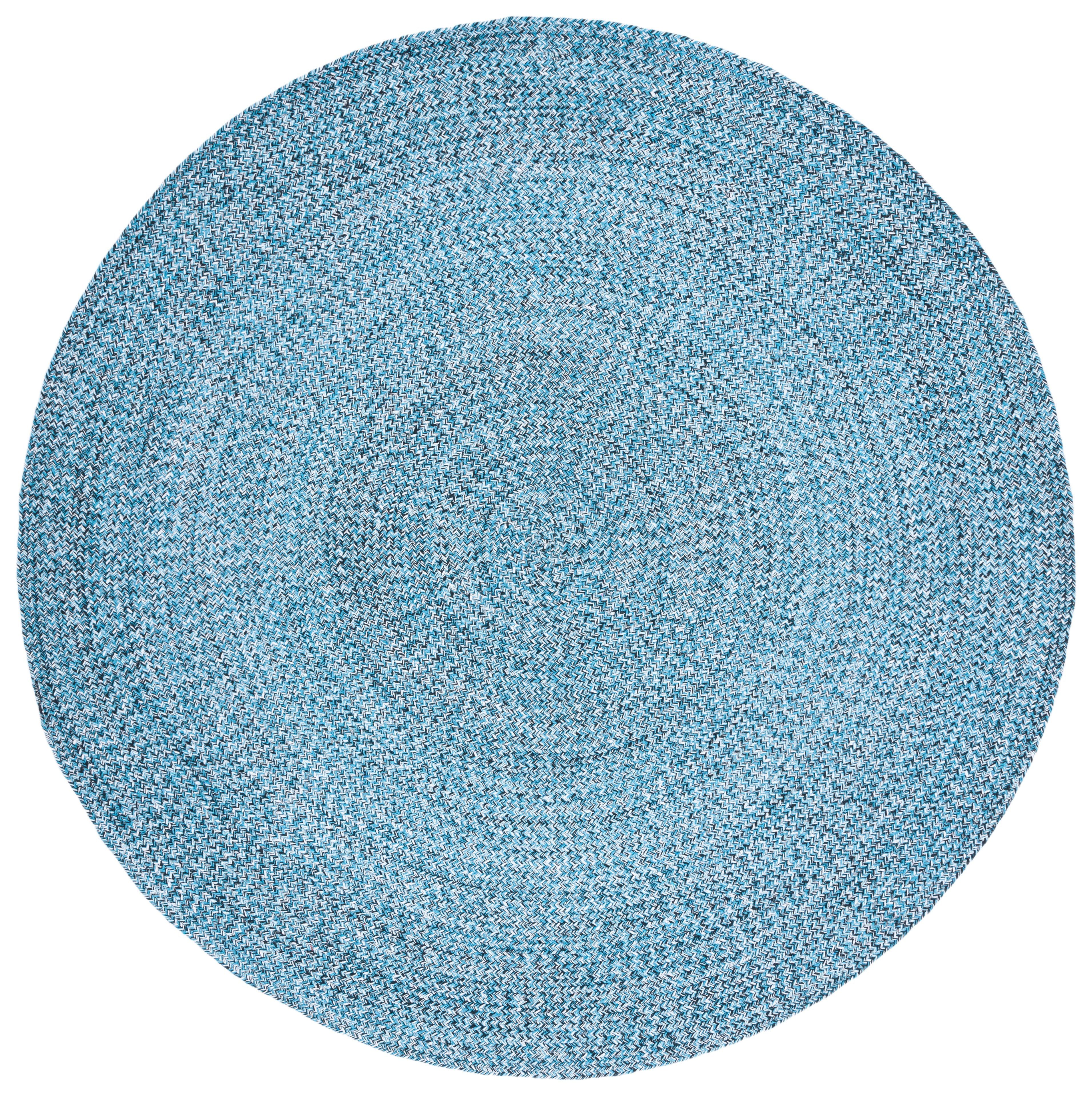 SAFAVIEH Braided Isidor Solid Cotton Reversible Area Rug, Blue/Black, 6' x 6' Round