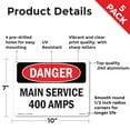 thumbnail image 2 of Main Service 400 Amps OSHA Danger Aluminum Sign 10 Inch x 7 Inch - 5 Pack, 2 of 8