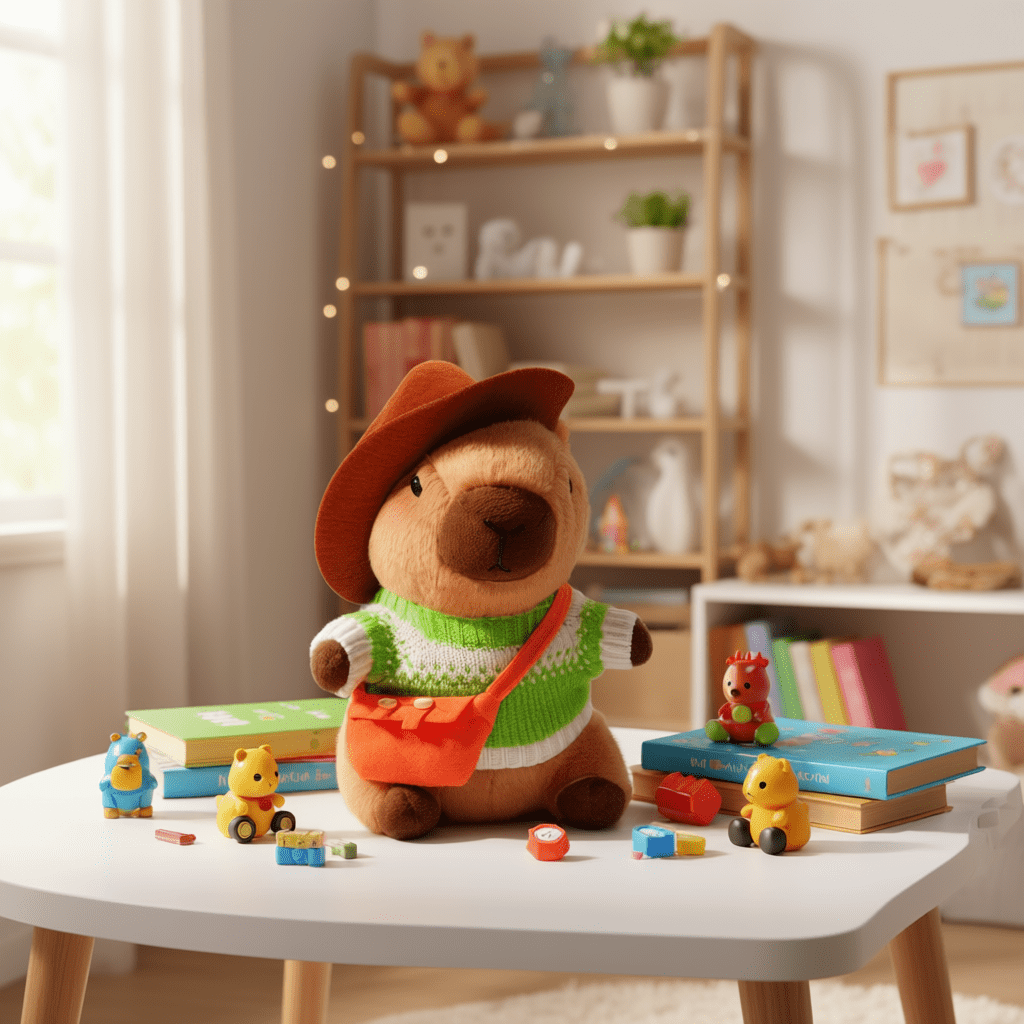 Capybara Plush with 10PCS Clothes & Accessories, 10.2 Inch Dress Up Capybara Stuffed Animal with 2 Hats, 3 Sweaters, 1 Outfit, 2 Bags & 1 Scarf, Cute Plush Toy Gift for Kids Birthday & Christmas