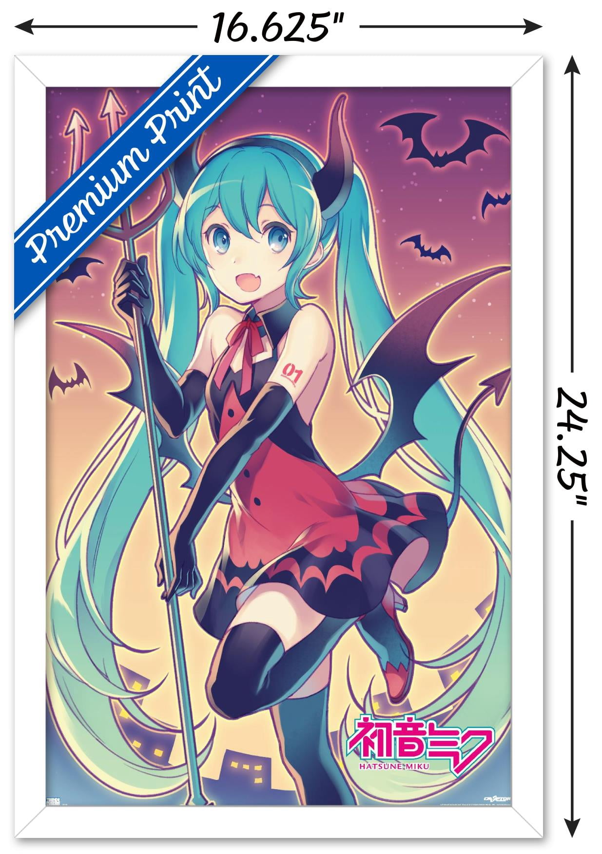 Hatsune Miku - Bats Wall Poster, 14.725" x 22.375" Framed