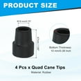 thumbnail image 2 of Quad Cane Tips 3/4 Inch, 4 Pcs Replacement Foot for Standing Stick Women Men Seniors, Black(Style 2), 2 of 6