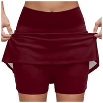 TTUHYWXI Women's Tennis Skorts with 2 Pockets Plus Size Golf Skirts High Waisted Pleated Athletic Skirt for Pickleball Running (Brick Red, 5XL)