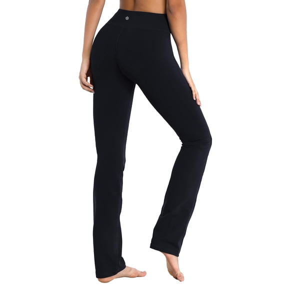 BUBBLELIME 29""/31""/33""/35"" 4 estilos Pantalones de yoga con piernas rectas para mujer Control de barriga - Pierna recta_Negro M_29"" Entrepierna