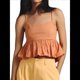 thumbnail image 1 of Camisola Babydoll Sin Mangas con Tirantes Finos y Dobladillo con Volantes Y2K para Mujer Color Naranja S, 1 of 8