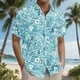 thumbnail image 3 of Blusa y camisa de manga corta con cuello vuelto para hombre, camisa hawaiana informal con estampado floral, camisa de manga corta con solapa, blusa, camisa de poliéster para hombre, 3 of 6