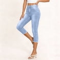 thumbnail image 4 of DuoJiaJ Stretch Denim Capri Pants Casual Comfortable Ankle Length Cropped Jeans With Slim Fit Women's Lounge Pants Blue L, 4 of 4