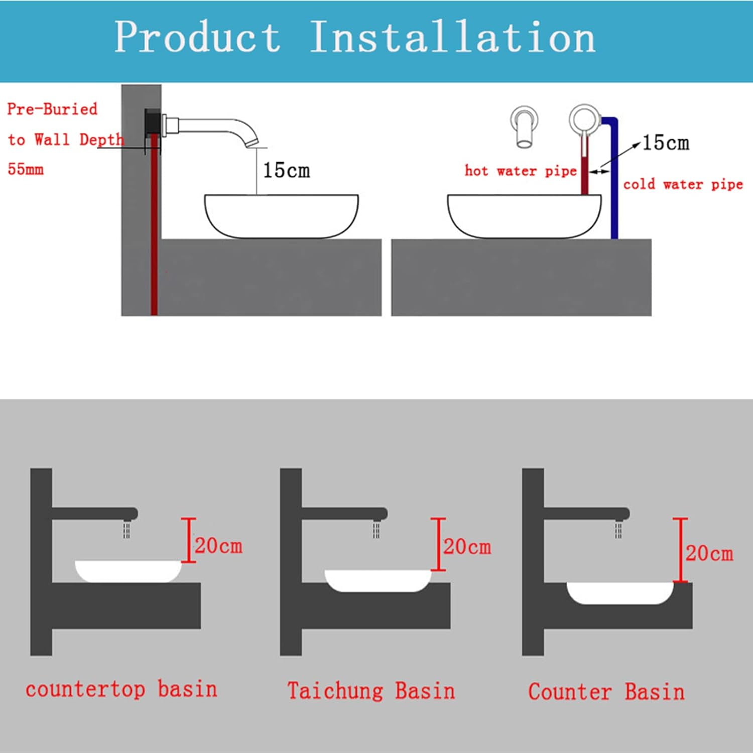 Wall Mounted Faucet Bathroom Sink Black,with 360° Swivel Spout,Hot and Cold Sink Mixer Tap Faucet,Single Handle Wall Mount Faucet