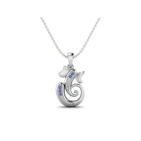 925 Sterling Silver Round Tanzanite Hindu Religious Ganesh Unisex Necklace