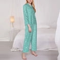 thumbnail image 3 of Fotbe Teal Turquoise Glitter Pattern Long Sleeve Pajama Set for Women,Sleepwear Set,2-piece Loungewear Set,Soft PJs Comfy Nightwear with Pockets -Large, 3 of 7