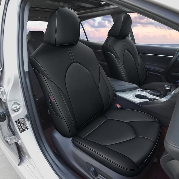 DIKSOAKR Custom Fit Seat Covers for Toyota Camry 2018 2019 2020 2021 2022 2023 2024 Car Seat Cover Full Set Waterproof Black (Hybird LE Hybird SE)