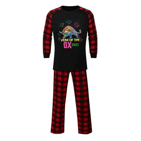 

Ehfomius Christmas Parent-Child Nightwear Set Printed Pattern Tops and Pants