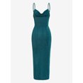 thumbnail image 4 of ZAFUL for Women Prom Dress or Cocktail Dress Evening Part Dress High Slit Draped Slip Dress Green S, 4 of 6