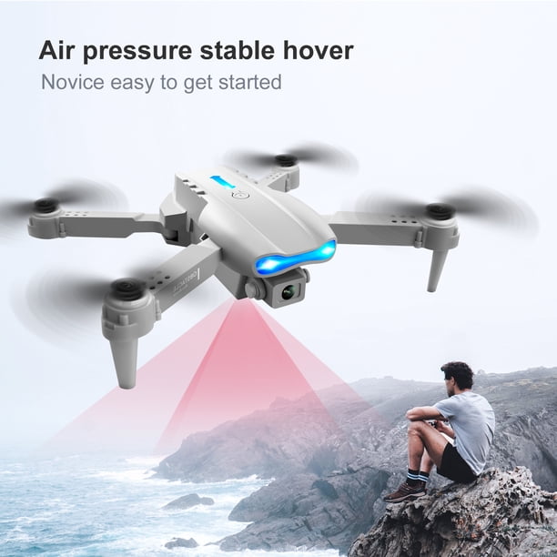 Cuadricóptero RC Avión con carga USB FPV Drones para niños y niñas (gris 3 batería 2 cámara)