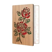 Valentine's Day Card Rose Design: High End Card Handmade With Real Bamboo Wood; Wooden Greeting Cards Are The Perfect Gift To Say I Love You, Just Because