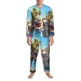 thumbnail image 3 of Naloa Playful Hedgehog Forest Pond Men’s Pajamas Set - Long Sleeve Button Down Sleep Shirt and Pajama Bottoms Sleepwear Set-XX-Large, 3 of 7