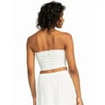 thumbnail image 4 of Roxy SNOW WHITE Women's Juniors' Warm Waters Smocked Eyelet Crop Top, US Medium, 4 of 4