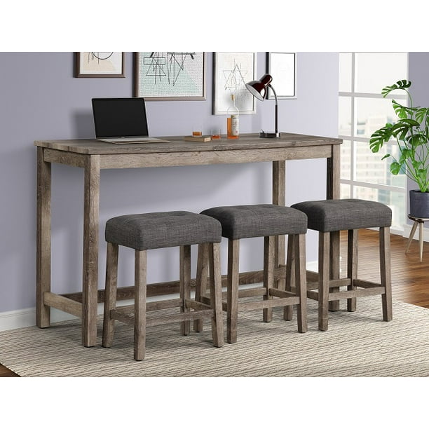 Farmhouse Modern Natural 4 Piece Counter Height Console Table Set with