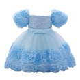 thumbnail image 4 of RMGVDSD Baby Girls Dress Toddler Puff Sleeves Tutu Princess Dresses Girls Formal Pageant Wedding Flower Girl Dress Birthday Party Gown 2-3 Years, 4 of 4