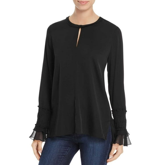 T Tahari Blouse à Manches Cloche en Crêpe Brigitta pour Femmes, Noir, Petit