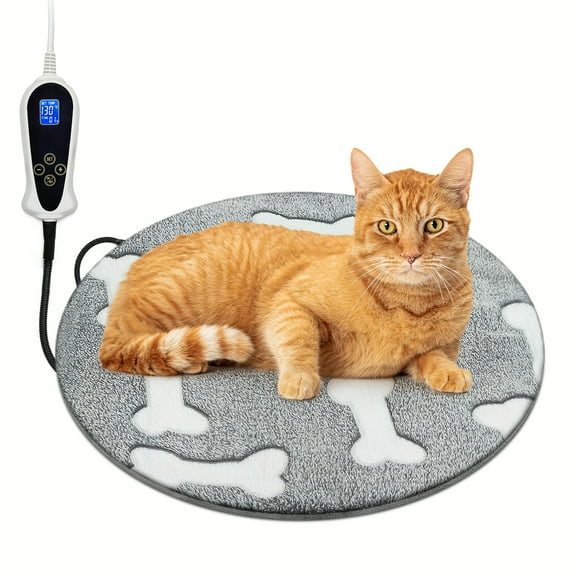 Pet Heating Pad with 1-24H Timer & Smart Thermostatic Control - Wire-Reinforced Heated Crate Bed for Cats/Dogs, US Plug, Whelping Box Supplies for Comfort & Recovery