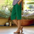 thumbnail image 2 of Audhol Linen Shorts for Women! Womens Casual Loose Elastic Waist Cotton Trouser Cropped Wide Leg Pants High Waisted Linen Shorts Women Green L, 2 of 5