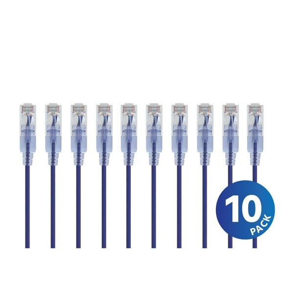 Monoprice Cat6A Ethernet Network Patch Cable - 25 Feet - Purple | 10-Pack, 10G - SlimRun Series