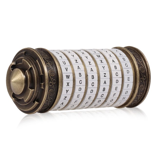 Llave de metal Leonardo Da Vinci Código Juguete Metal Cryptex Cerraduras Regalos de boda Anillo Carta de regalo del día de San Valentín Contraseña Escape Cámara Accesorios Eccomum Llave de metal