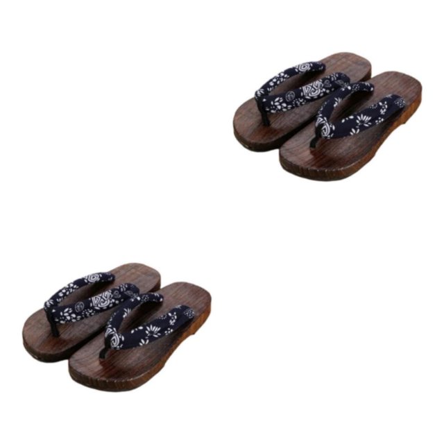 ZheElen Japanese Clogs Slippers Geta Sandals Flip Flops for Men Women 36 Blue Round Size 43 2Set