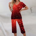 thumbnail image 2 of Womens Valentine Day Pajamas Set 2026 Lounge Heart Printed Plus Size Short Sleeve and Capri Pants Women 2 Piece Sleepwears, 2 of 7
