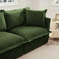 thumbnail image 4 of Modern L-Shaped Slipcovered Sectional Sofa (220×80×75cm) with Convertible Ottoman & Big Pillows in Green, 4 of 23