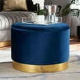 thumbnail image 5 of Bowery Hill Velvet Navy Blue Storage Ottoman Gold Finished Fully Assembled 23.62", 5 of 8